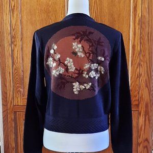 Peruvian Connection Navy Sweater with Exquisite Back Detail